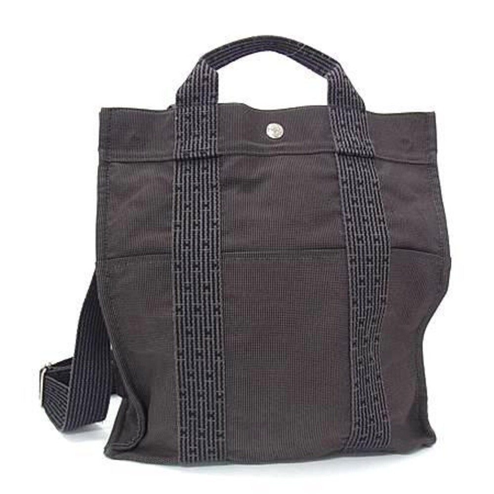 HERMES Backpack, Herline Ad MM, Gray Canvas, Men's & Women's